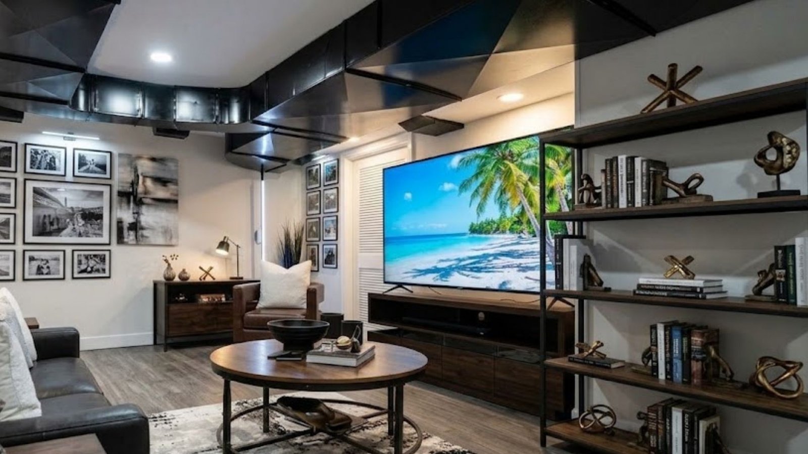 Modern Finished Basement Living Space